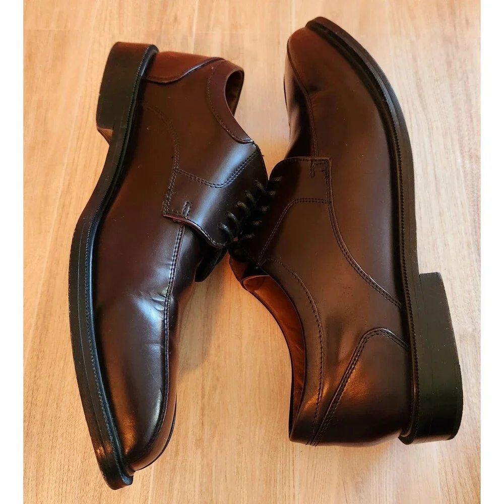 Rockport Men's Sz 9.5 Oxford Dress Shoes Dark Brown Adiprene Adidas K62536 EUC